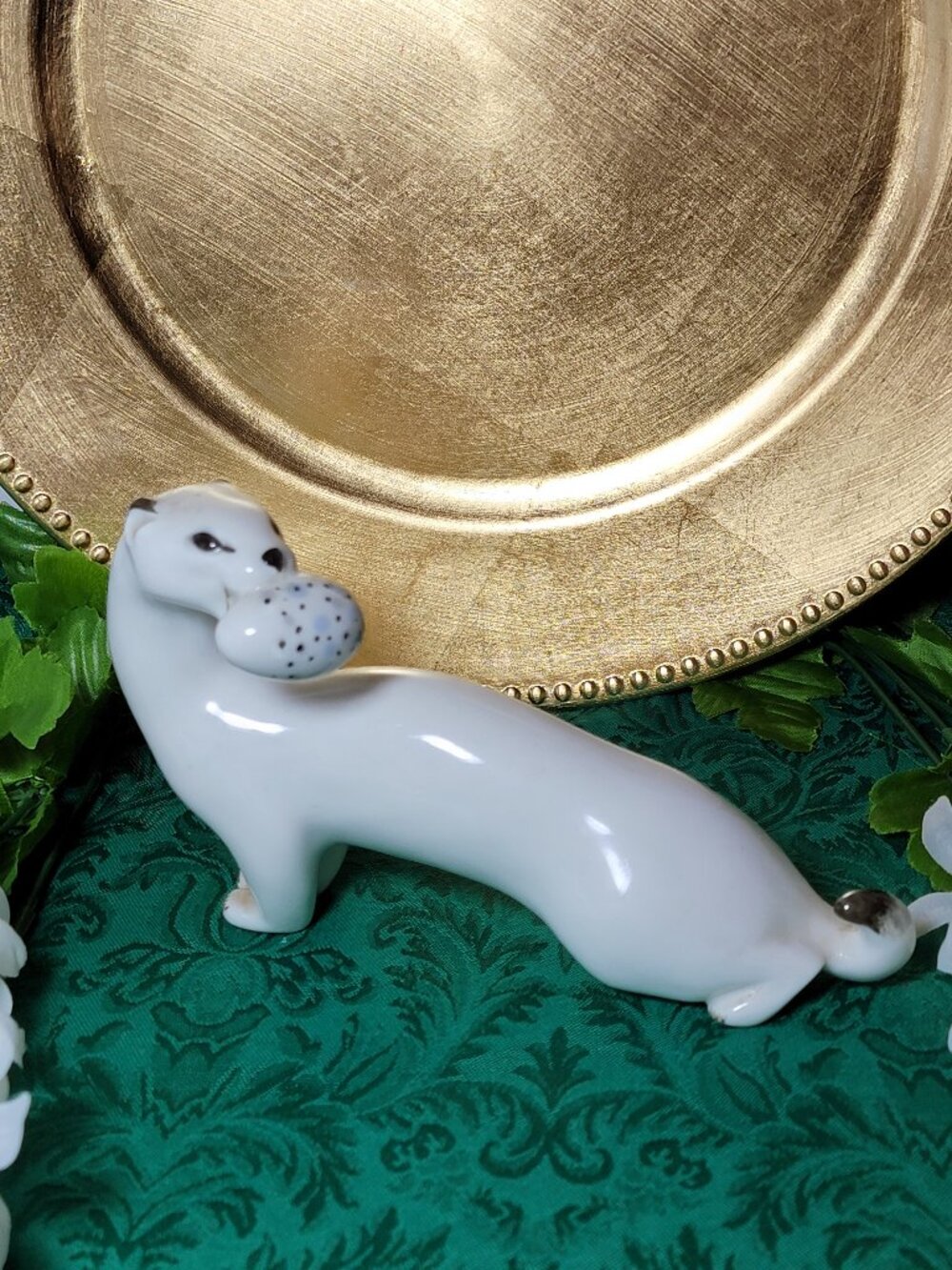 Vintage Lomonosov Porcelain "Ermine with Egg" Figurine